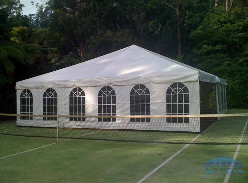 Free Standing Marquee erected on the tennis Court