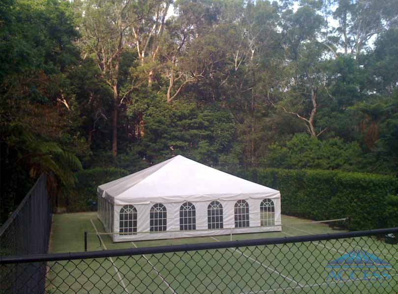 Free Standing Marquee erected on the tennis Court